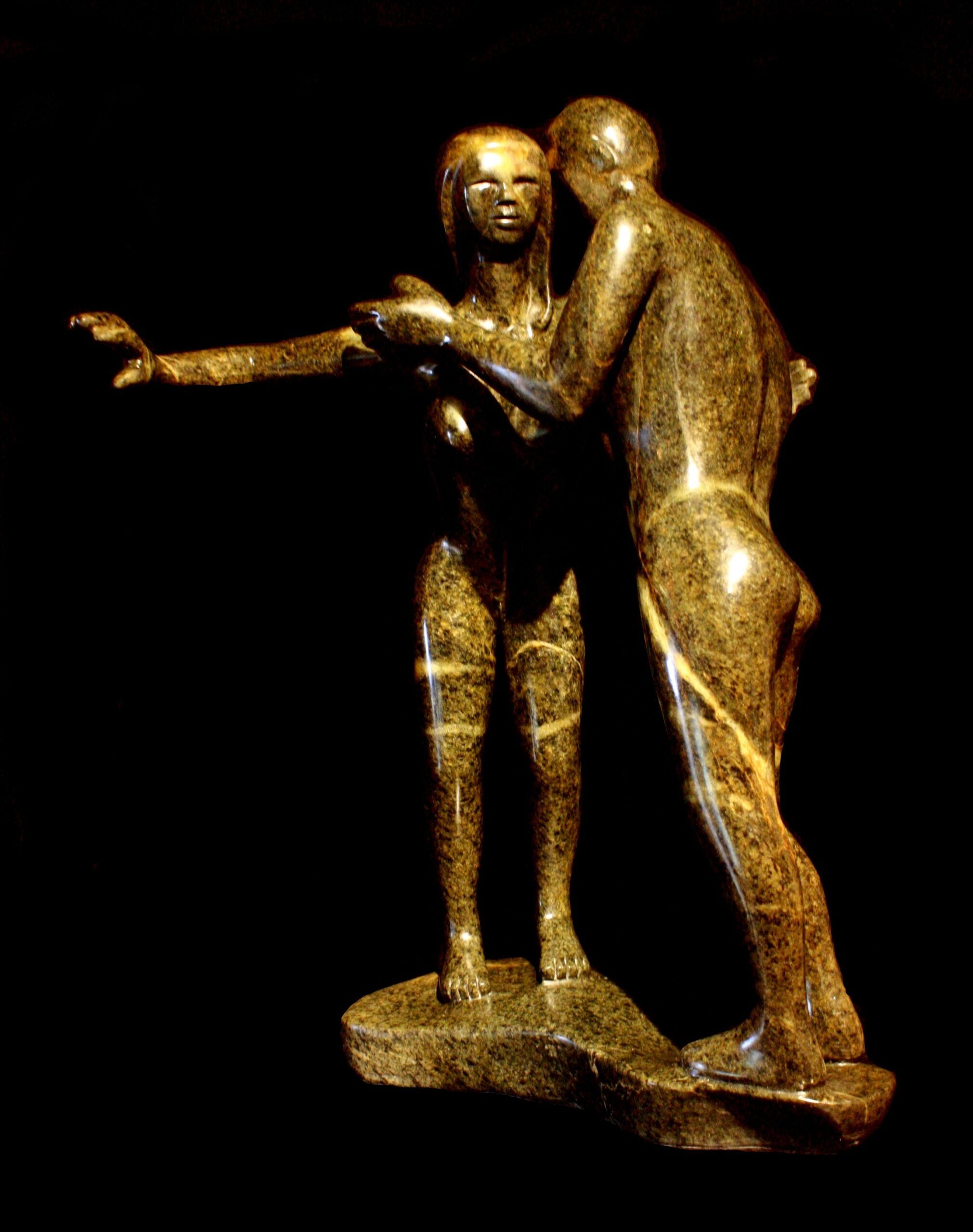 Couple, sculpture sur pierre, stéatite